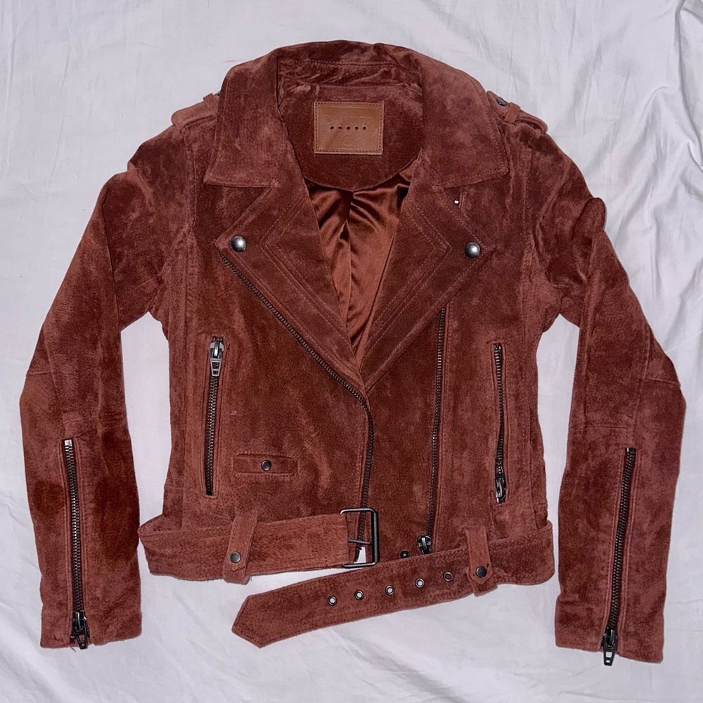 BLANK NYC BROWN SUEDE LEATHER MOTORCYCLE JACKET